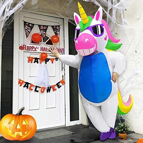 Camlinbo Halloween Inflatable Unicorn Costume for Adults Kids Full Body Blow up Halloween Costumes Party Cosplay