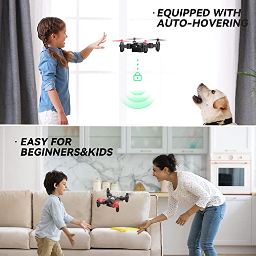 Holy Stone HS190 Drone for Kids, Mini Drone with One-Key Takeoff/Landing, 3D Flips, 3 Speeds and Auto Hovering, Gifts Toys for Boys and Girls, Red