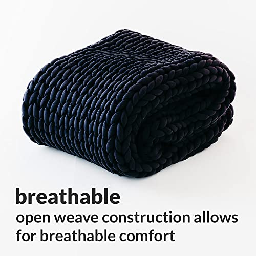 Nuzzie Chunky Knit Blanket - Breathable, Cooling, Hand Made Knit Throw Blanket for Sleep - Machine Washable, Stylish Decor Design - Dark Grey, 22 lb Queen