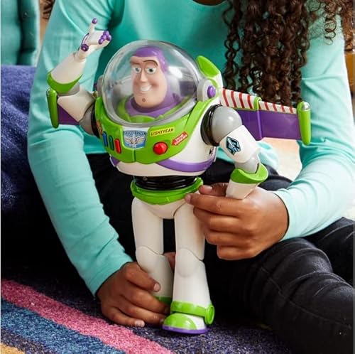 Disney Store Official Buzz Lightyear Interactive Talking Action Figure from Toy Story, Features 10+ English Phrases, Interacts with Other Figures and Toys