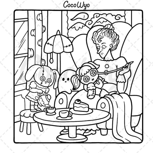 Spooky Cutie: Coloring Book for Adults and Teens Featuring Adorable Creepy Creatures in Cozy Hygge Moments for Relaxation (Cozy Spaces Coloring)