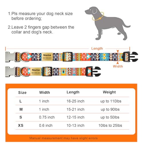 Personalized Dog Collar with Name Plate No Noise - Soft Nylon Custom Dog Collars with Slide Engraved Pet ID Tag - Heavy Duty Adjustable Buckle Dog Collar for Small Dogs Boy Girl Puppy (X-Small)