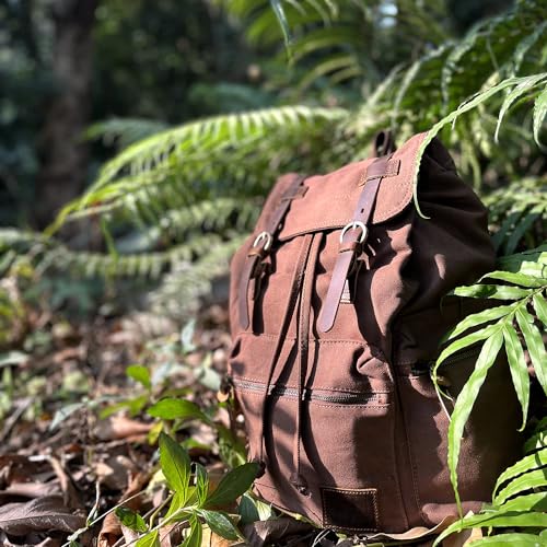 AUGUR High Capacity Canvas Vintage Backpack - for School College Hiking Travel 12-17" Laptop