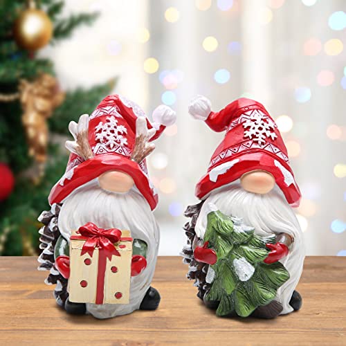 Hodao Christmas Resin Gnomes Handmade Christmas Resin Gnomes Holiday Present, Winter Table Christmas Tree Christmas Decorations Indoor and Display on Mantel or Window Sill