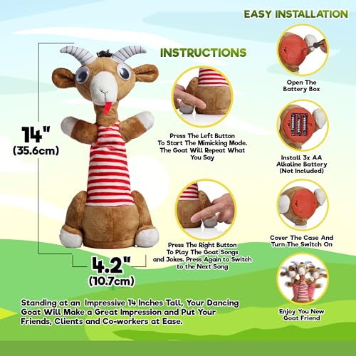 Gagster Screaming Goat Dancing Toy - Mimicking Toy for Kids - Toy That Repeats What You Say, Singing & Talking, Electronic Yodeling for Anyone Who Loves Talking Toy & Funny Gag Gifts