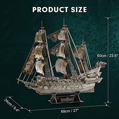 3D Puzzles for Adults Green LED Flying Dutchman, 360 Pieces Haunted Pirate Ship Arts & Crafts for Adults Gifts for Men Women Model Kit, Lighting Ghost Ship 2024 Easter Gifts Teacher Appreciation Gift