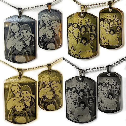 Custom Photo Engraving Dog Tag Necklace - Personalized Jewelry for Lover, Mom, Dad, Friend, Family & Pet Lovers - Cherished Memorial Gift