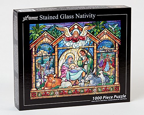 Vermont Christmas Company Stained Glass Nativity Jigsaw Puzzle 1000 Piece