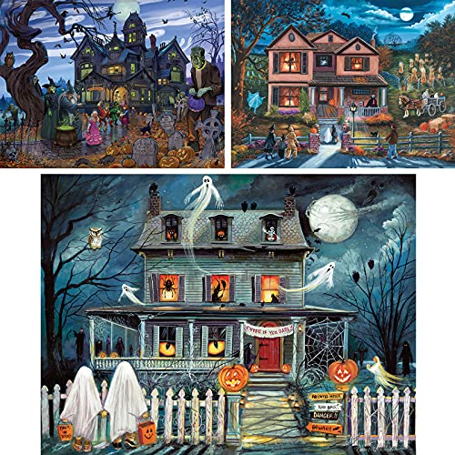 Bits and Pieces - Value Set of Three (3) – 1000 Piece Jigsaw Puzzles for Adults - Halloween Collection 1000 pc Jigsaws by Multiple Artists – 20" x 27"