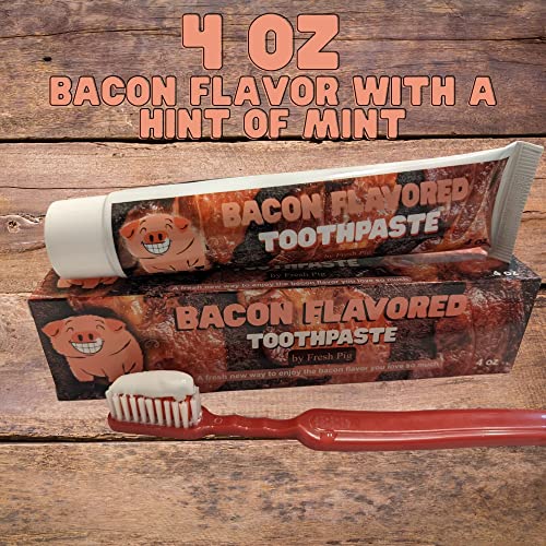 Fresh Pig Bacon Flavored Toothpaste - Gift Ideas for Bacon Lovers Funny Bacon Gag Gifts Under 10, Coworkers White Elephant Gifts for Adults Fluoride Free Christmas Stocking Stuffers Gift for Men