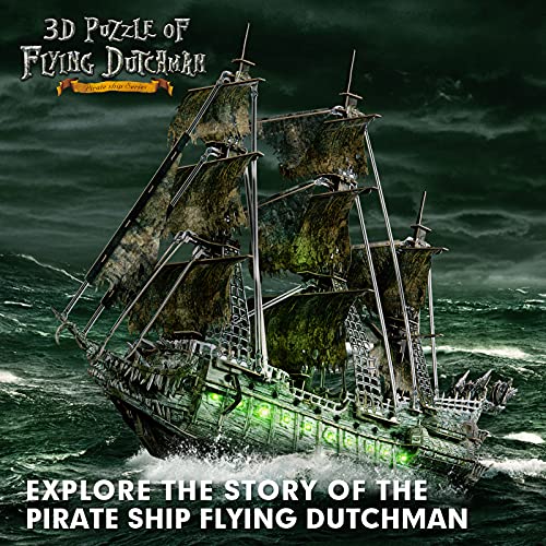 3D Puzzles for Adults Green LED Flying Dutchman, 360 Pieces Haunted Pirate Ship Arts & Crafts for Adults Gifts for Men Women Model Kit, Lighting Ghost Ship 2024 Easter Gifts Teacher Appreciation Gift