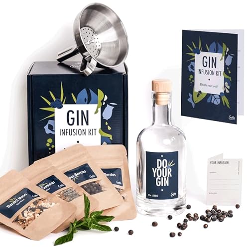 Gin Infusion Kit by Craftly | Natural Botanicals for Homemade Cocktails | Cocktail Making Kit | Birthday Gifts for Him & Her | Gifts for Men & Women | Includes Spices & Bottle