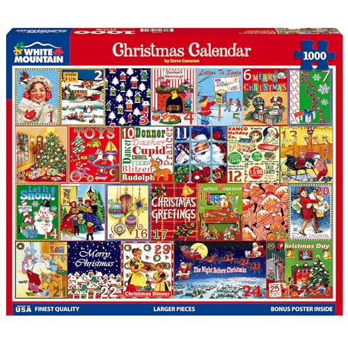 White Mountain Puzzles Christmas Calendar, 1000 Pieces Jigsaw Puzzle