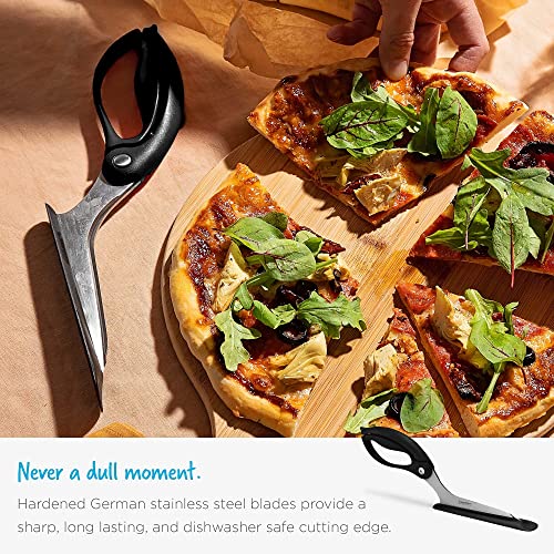 Dreamfarm Scizza | Non-Stick Pizza Scissors with Protective Server | Stainless Steel | All-In-One Pizza Slicer | Easy-To-Use & Easy-To-Clean Pizza Cutters | Red