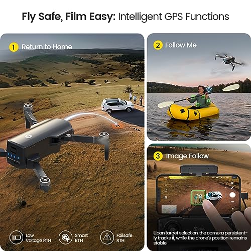 Holy Stone GPS Drone with 4K UHD Camera for Adults Beginner; HS360S 249g Foldable FPV RC Quadcopter with 10000 Feet Control Range, Brushless Motor, Follow Me, Smart Return Home, 5G Transmission