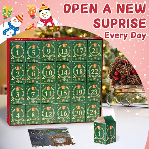 Puzzle Advent Calendar 2024 Christmas Jigsaw Puzzles - Festive Fireplace 1008 Pieces Jigsaw Puzzle 24 Days Christmas Countdown Advent Calendar Puzzle for Adults and Kids Countdown to Christmas Puzzles Gift