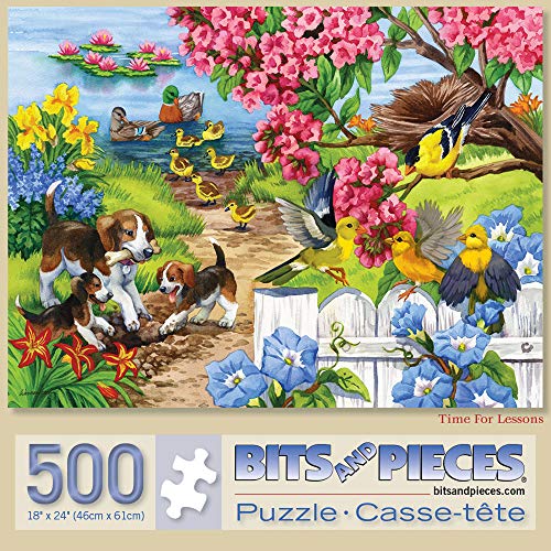 Bits and Pieces - Value Set of Three (3) – 500 Piece Jigsaw Puzzles for Adults – Colorful Flowers Farm and Animal Jigsaws by Artist Nancy Wernersbach – 18" x 24"