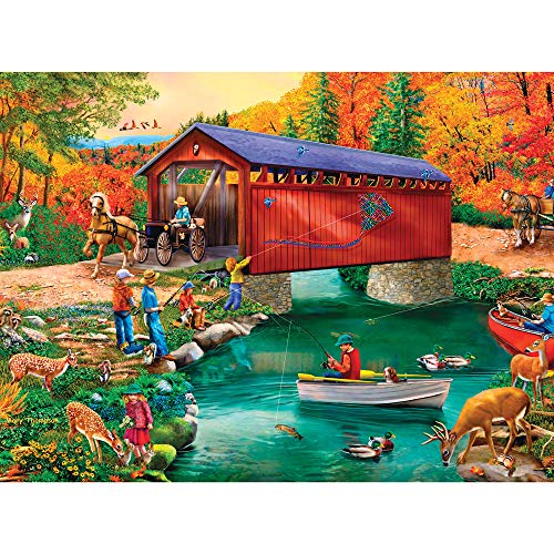 Bits and Pieces – 4-in-1 Multi-Pack - 1000 Piece Jigsaw Puzzles for Adults – 1000 pc River Escapades Puzzle Set Bundle by Artist Mary Thompson - 20" x 27"