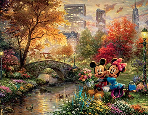 Ceaco - 4 in 1 Multipack - Thomas Kinkade - Disney Dreams Collection - Cinderella, The Lion King, Mickey and Minnie, & The Little Mermaid - (4) 500 Piece Jigsaw Puzzles , Blue