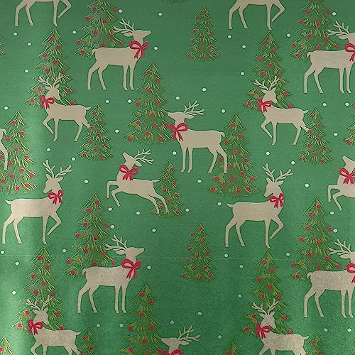 JAMPaper Assorted Gift Wrap - Christmas Foil Wrapping Paper - 100 Sq Ft Total - Elegant Merry Christmas Reindeer Set - 4 Rolls/Pack