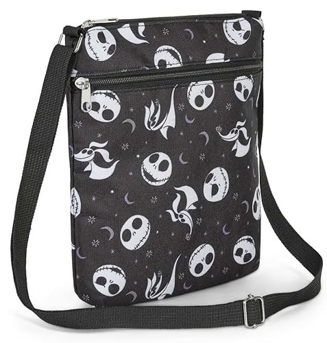 Disney Crossbody Bags For Women, Nightmare Before Christmas Gift, Jack Skellington Movie Black Vegan Small Sling Bag, Shoulder Bag, Travel Purses for Women, Everyday Halloween Passport, Adults & Teens