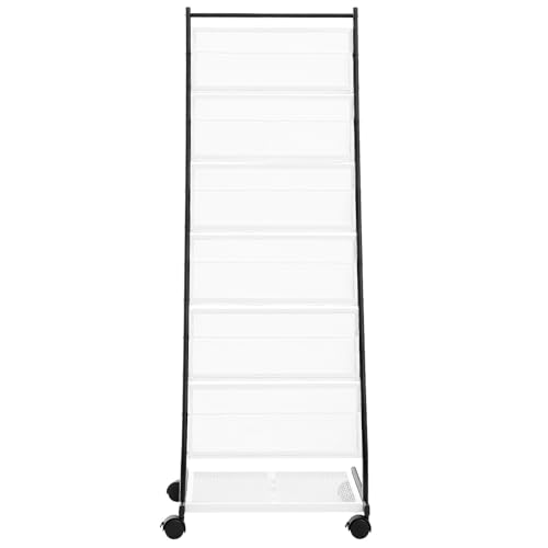 VEVOR Brochure Display Rack, 6-Tier Magazine Literature Display Stand, Floor Standing Magazine Rack Newspaper Catalog Holders, Movable with 4 Wheels (2 Lockable) for Shop Exhibitions Office, 6 Pockets