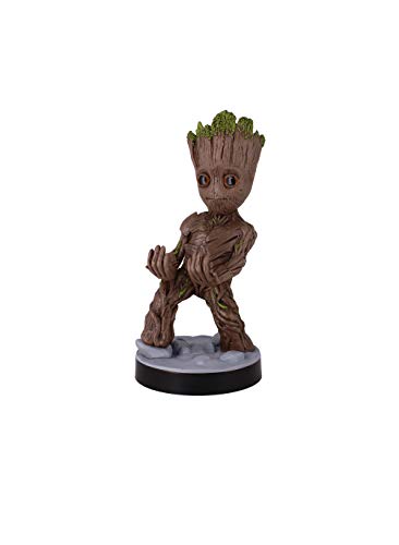 Exquisite Gaming: Guardians of The Galaxy: Toddler Groot - Original Mobile Phone & Gaming Controller Holder, Device Stand, Cable Guys, Marvel Licensed Figure, Black