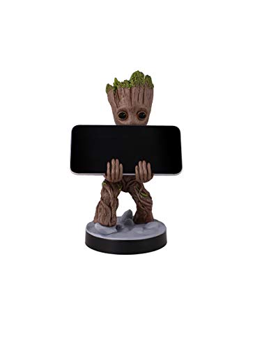 Exquisite Gaming: Guardians of The Galaxy: Toddler Groot - Original Mobile Phone & Gaming Controller Holder, Device Stand, Cable Guys, Marvel Licensed Figure, Black