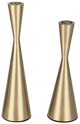 Vixdonos Brass Gold Metal Candle Holders Taper Candlestick Holders Set of 2 Table Decorative Candle Stand for Wedding, Dinning, Party,Home Decor (Gold)