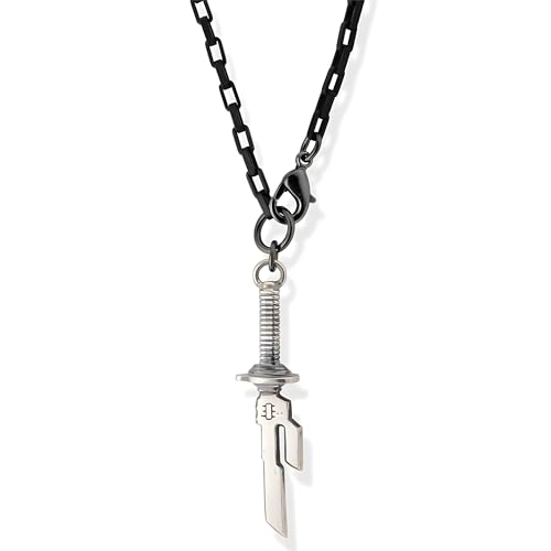 TMEEIHNSS Men's Unique Vintage Gothic Stainless Steel Sword Pendant Necklace - Unique Broken Sword Design for Men and Women - Stylish Fashion Jewelry Gift.(Type A Necklace) (silver)