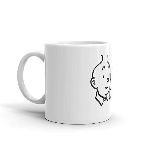 Tintin And Milou Merchandise. 11 Oz Ceramic Glossy Mugs For Coffee Lover Unique Coffee Mug, Coffee Cup. 11 Oz Fine Ceramic Mug With Flawless Glaze Finish