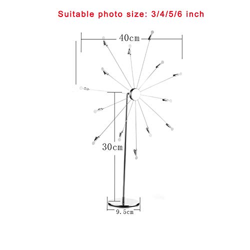 Mollytek Desktop Photo Holder With Clips Postcard Gift Card Picture Display Stand Decor Photo Tree Stand for Table Display Sky Wheel Romantic Design with Plated Wire and 14 Photo Metal Clips