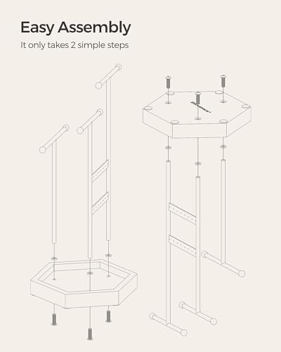 SONGMICS Jewelry Holder, Jewelry Organizer, 4 Independent Zones, Jewelry Display Stand with Metal Frame, Necklace Earring Bracelet Holder, for Rings, Christmas Gift, Black and Caramel Brown UJJS03CB