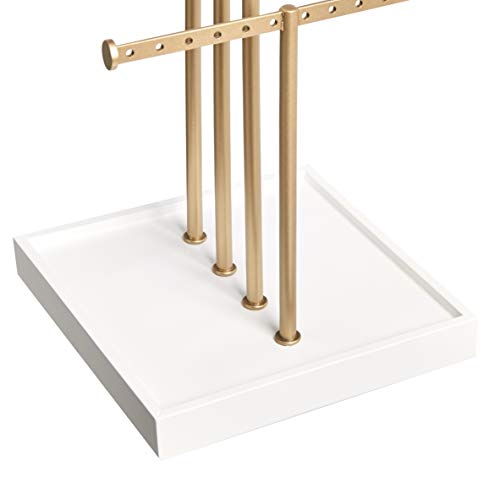 Amazon Basics Four-Tier Jewelry Tree Stand - White/Brass