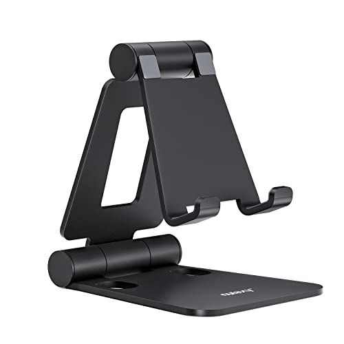 Nulaxy Dual Folding Cell Phone Stand, Fully Adjustable Foldable Desktop Phone Holder Cradle Dock Compatible with Phone 16 15 14 13 12 11 Pro Xs Xs Max Xr X 8, Nintendo Switch, All Phones