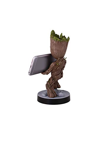 Exquisite Gaming: Guardians of The Galaxy: Toddler Groot - Original Mobile Phone & Gaming Controller Holder, Device Stand, Cable Guys, Marvel Licensed Figure, Black