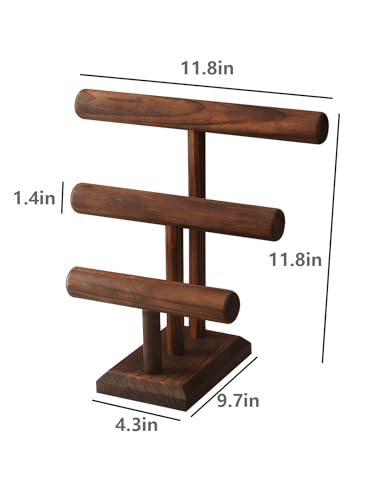 Julysky Bracelet Holder Stand, Bracelet Display with 3 Tier,Jewelry Organizer Stand for Necklaces Bangles and Watches(solid wood)