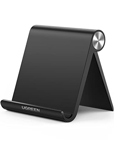 UGREEN Cell Phone Stand for Desk Phone Holder Foldable Portable Adjustable Compatible with iPhone 16 15 14 13 Pro Max, iPhone 12 11 Plus SE XS XR 8 7, Office Desk Travel Accessories, Black