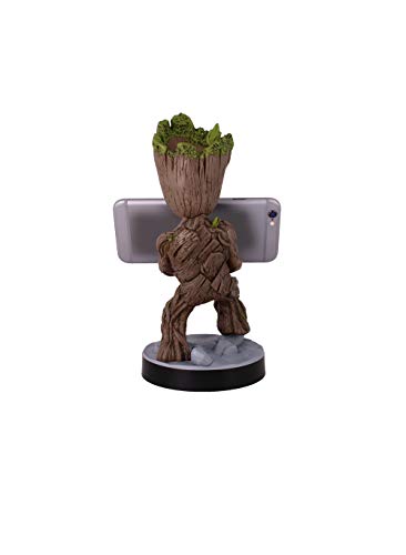 Exquisite Gaming: Guardians of The Galaxy: Toddler Groot - Original Mobile Phone & Gaming Controller Holder, Device Stand, Cable Guys, Marvel Licensed Figure, Black