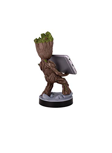 Exquisite Gaming: Guardians of The Galaxy: Toddler Groot - Original Mobile Phone & Gaming Controller Holder, Device Stand, Cable Guys, Marvel Licensed Figure, Black