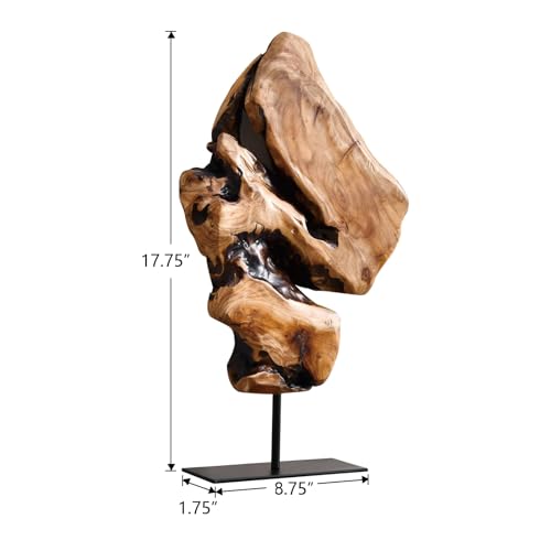 WELLAND Irregular Cedar Wood Root Sculpture Decoration, Natural Edge Tabletop Statues, Handmade Ornaments Décor for Home Office