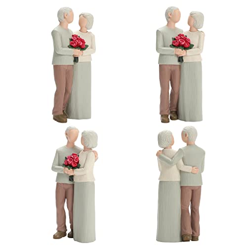 Hensonever Loving Elderly Couple Figurines, Wedding Anniversary Statues for Home Decoration, Sculpted Hand-Painted Figures Gifts to Parents Grandparents