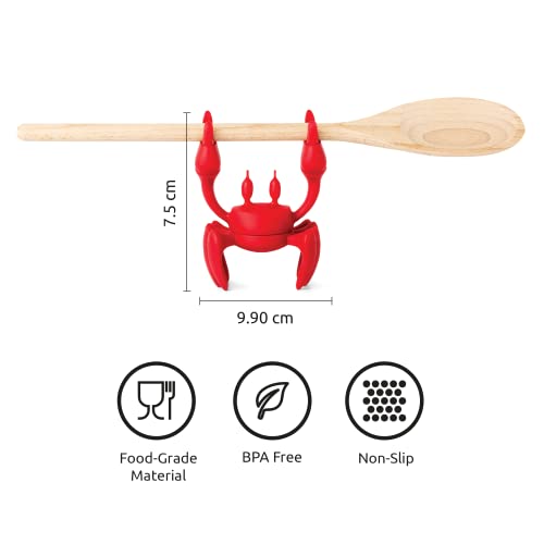 OTOTO Red the Crab Silicone Utensil Rest - Kitchen Gifts, Silicone Spoon Rest for Stove Top - Heat-Resistant, Funny Kitchen Gifts, Cooking Gifts - Non-Slip Spoon Holder Stove Organizer, Steam Releaser