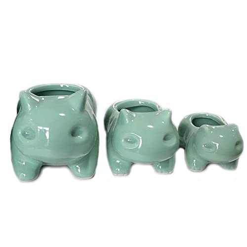 Pinsjar 3 Pack Succulent Plant Pots, Ceramic Planters Mini Cute Animal Planters for Potted Plants Cactus Flowers Home Decor Crafts Gifts