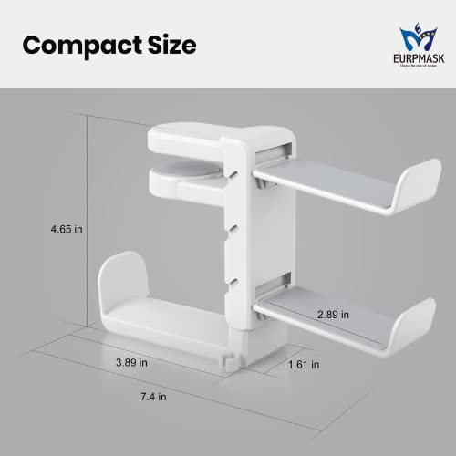 3-in-1 PC Gaming Headset&Controller Holder - EURPMASK Headphone Stand w/Adjustable Clamp&2 Controller Holder&Rotating Arm&Cable Organizer, Universal PC Gaming Accessory Controller Headset Stand-White