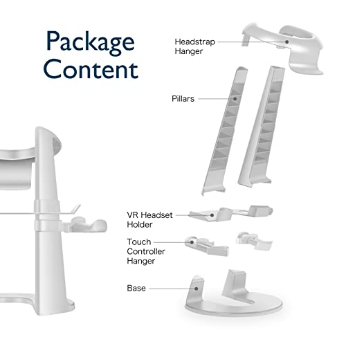 TNP VR Headset Stand for Oculus Quest 2 Holder Touch Controller Display Stand Docking Station White, Meta Quest 2/ Quest/Rift/Rift S/Samsung Odyssey VR Stand/Valve Index/HTC Vive/Valve Index