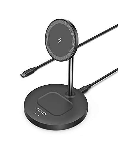 Anker Wireless Charging Stand, PowerWave 2-in-1 Magnetic Stand Lite with USB-C Cable, Compatible with iPhone 15/15 Pro/15 Plus/15 Pro Max/14/13 and AirPods 2/Pro - No AC Adapter Included with Anker Ma