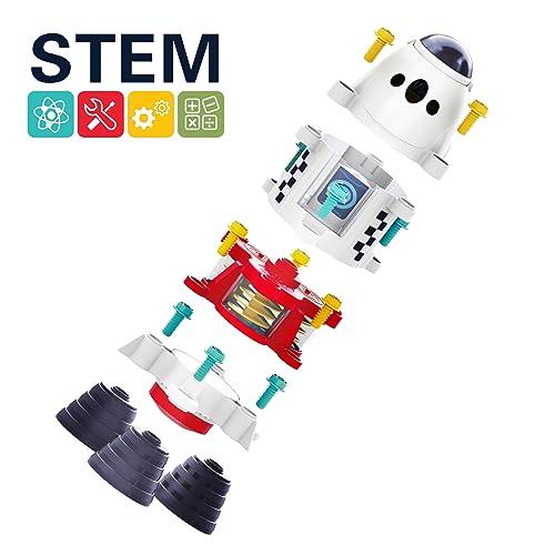 iPlay, iLearn Rocket Space Toy, Kid Spaceship Playset W/Space Shuttle, 2 Astronauts, Educational STEM Take Apart Outer Space Adventure W/Electric Drill, Stocking Gift for 3 4 5 6 7 8 Year Old Boy Girl