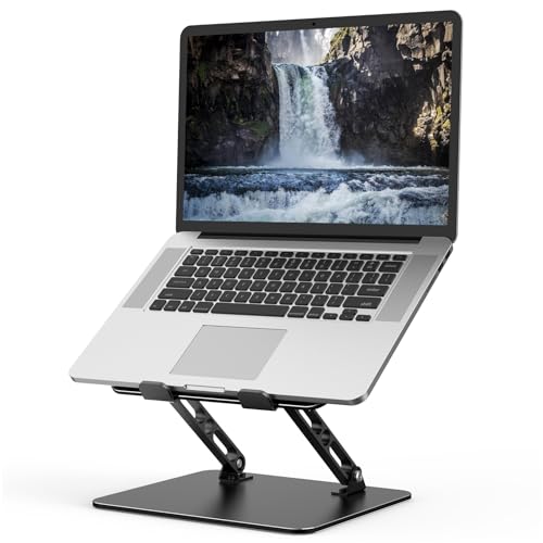 Gogoonike Adjustable Laptop Stand for Desk, Metal Foldable Laptop Riser, Portable Laptop Holder Mount, Ventilated Cooling Computer Notebook Stand Compatible with 10-15.6” Laptops