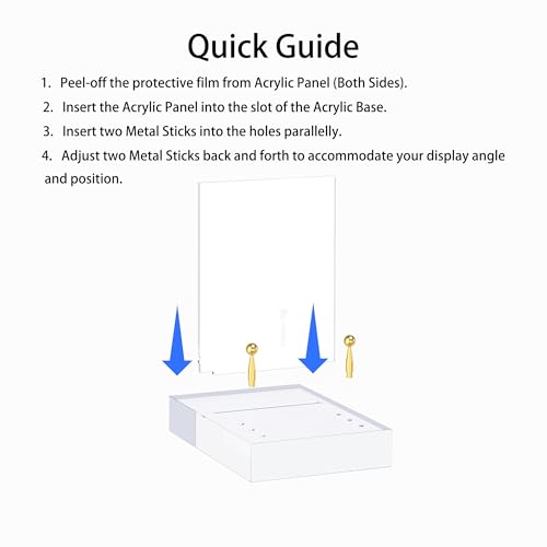 UoYeet Acrylic Easel Display Stand with Adjustable Gold-Toned Hardware for Pictures, Crystal Clear Acrylic Stand with Floating Appearance for Cookbook, Invitation and Plates